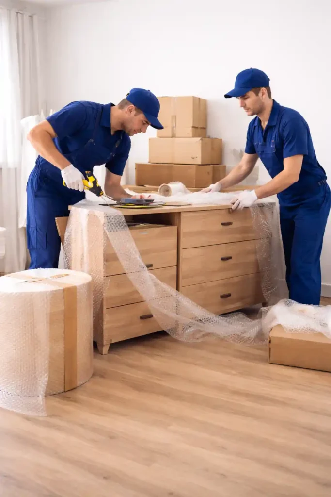 فك وتغليف الأثاث بعناية قبل نقل العفش للحفاظ عليه من التلف